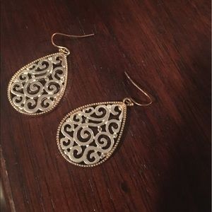 Silver and gold drop earrings